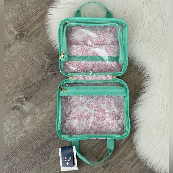💛💚 Roller Rabbit x Target Disco Hearts Wave Hanging Toiletry Bag White/Teal - Picture 7 of 7